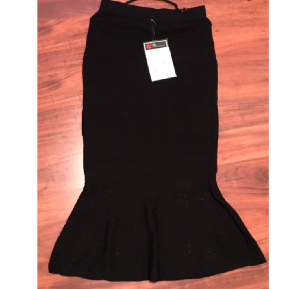 Black Bandage Flare Bottom Skirt